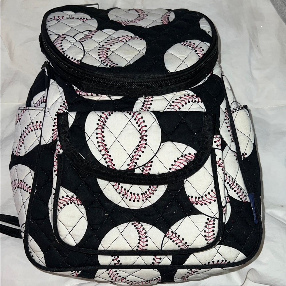Quilted Baseball Pattern Backpack